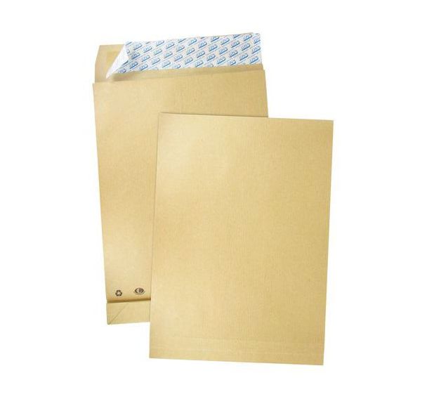 Pochette kraft armé brun 130 g - À soufflets - Paquet de 50