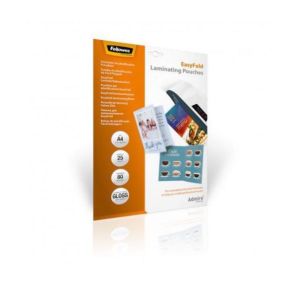 Pochette plastification A4 pré pliée 80 microns (Boîte de 25)