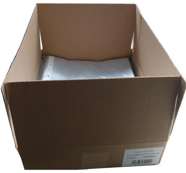 Pochette polypropylène perforés incolore A4 (Carton de 500)