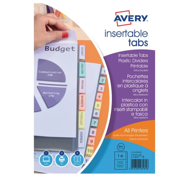 Pochettes Intercalaires A4+ - 180 microns - Avery