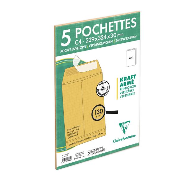 Pochettes à soufflet kraft armé sous film