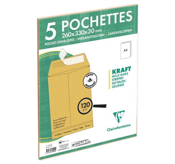 Pochettes à soufflet kraft sous film