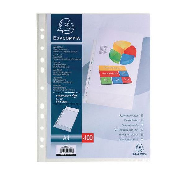 Pochettes perf PP 23X30,5CM Cristal (par 100 pièces)
