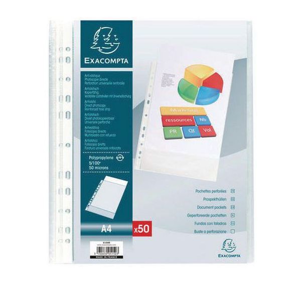 Pochettes perforées en PP lisse - Exacompta