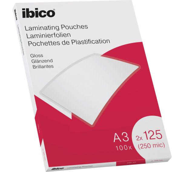 Pochettes plastification A3 - 2x125µ -  Brillantes -  Ibico