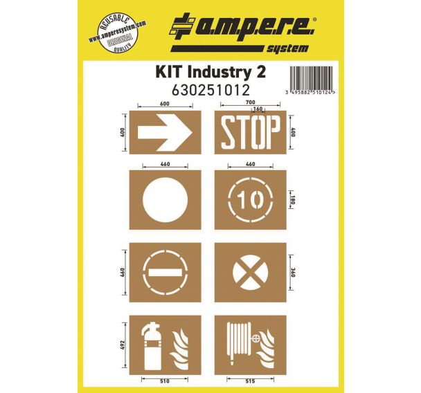 Pochoir signalisation au sol - Kit Industry II - 8 planches - Ampère