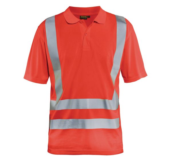 Polo anti-UV haute visibilité rouge fluorescent
