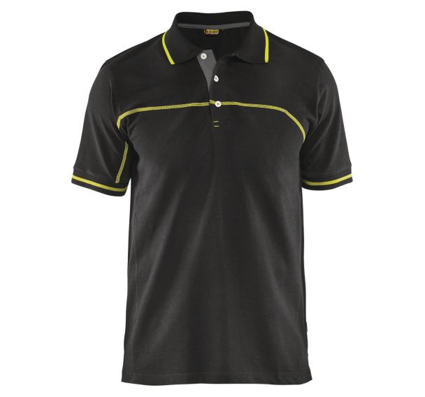 Polo bicolore noir/jaune fluorescent