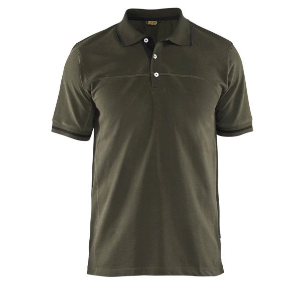 Polo bicolore vert olive/noir
