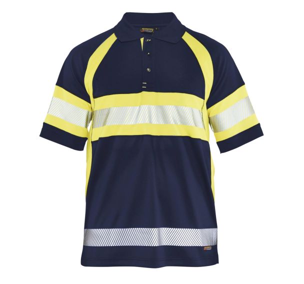 Polo haute visibilité marine/jaune fluorescent