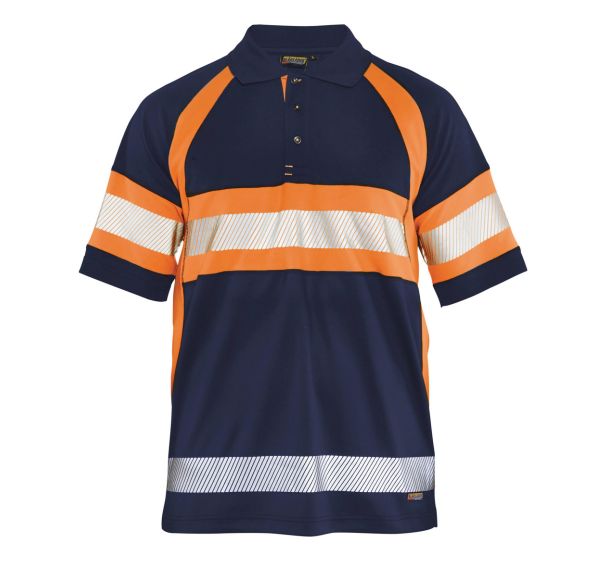 Polo haute visibilité marine/orange fluorescent