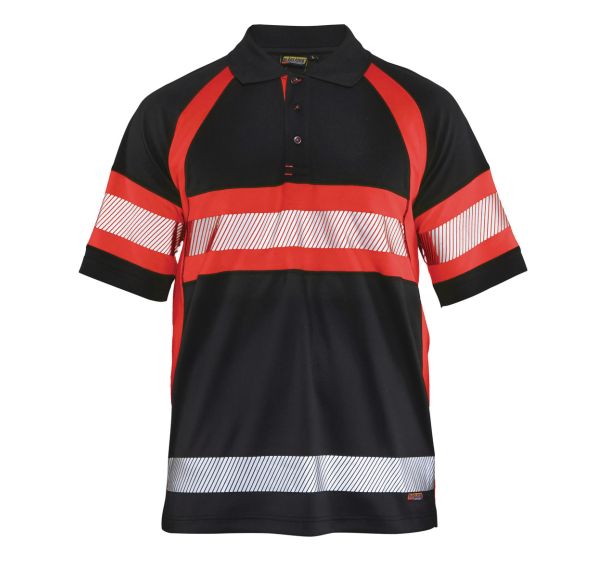 Polo haute visibilité noir/rouge fluorescent