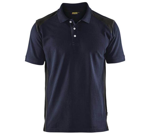 Polo piqué marine foncé et noir