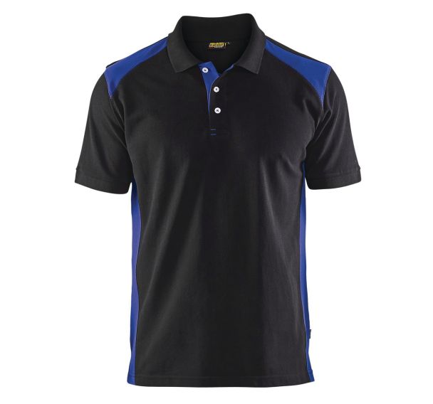 Polo piqué noir/bleu roi