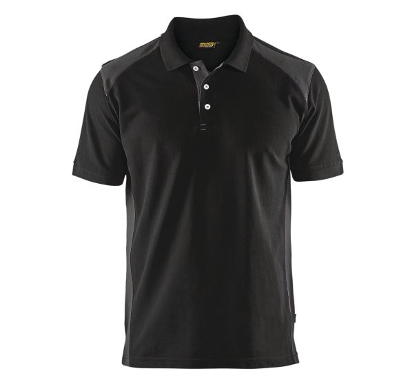 Polo piqué noir/gris foncé