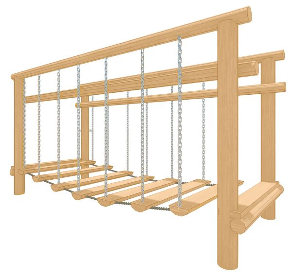 Pont d'équilibre robinier scellement direct