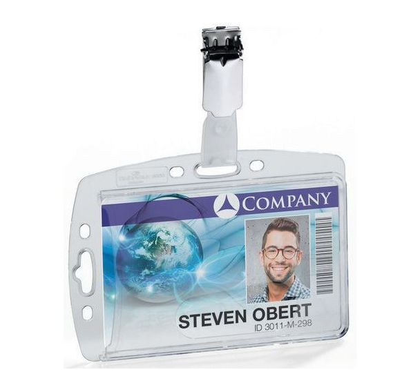 Porte-badge de sécurité + clip unique - Transparent