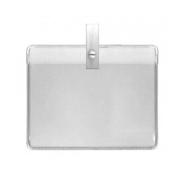 Porte-badge souple avec pince plastique - Blanc -Lot de 100 - Sogedex