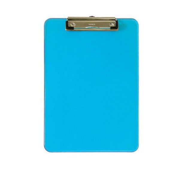 Porte-bloc A4 neon PS transparent portrait avec pince à arceau - Maul