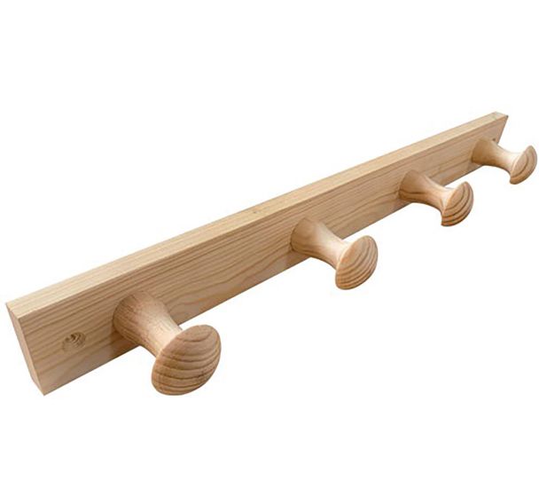 Porte-manteau bois de pin 4 têtes