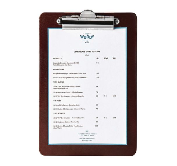 Porte-menu à pince A5 25x17 cm marron