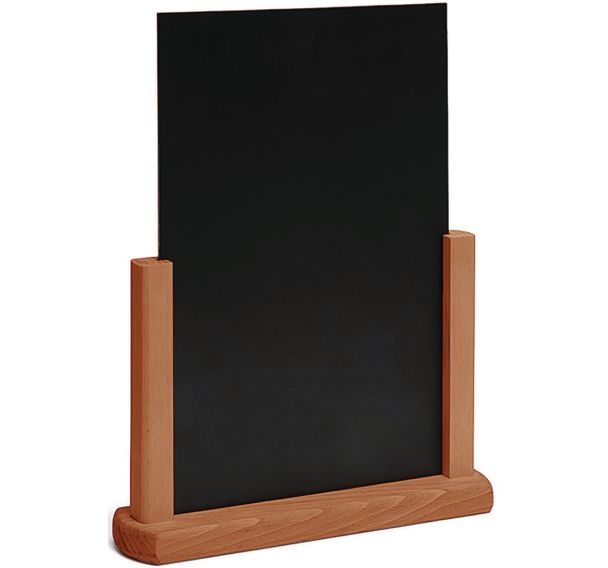 Porte-menu ardoise base bois marron clair A5
