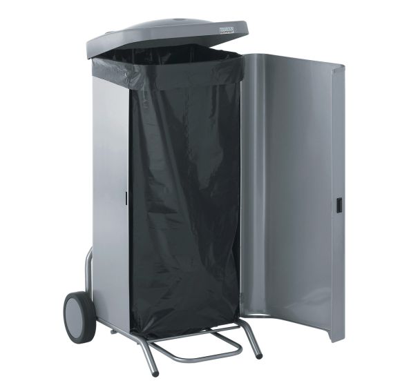 Porte-sacs 100 L mobile avec couvercle-habillage inox TOURNUS EQUIPEMENT