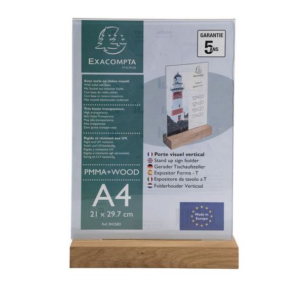 Porte-visuel avec socle en bois - Exacompta