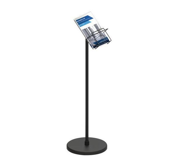 Porte brochures A4 sur pied en acier Noir - Manutan