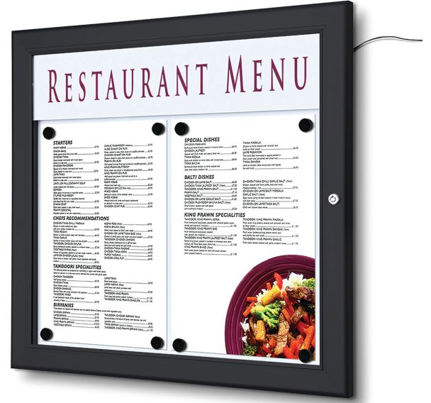 Porte menu mural extérieur LED - Format paysage - Showdown Displays