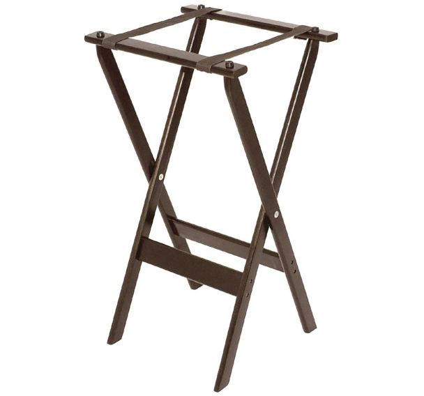 Porte plateau pliant en bois et caoutchouc marron