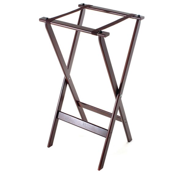 Porte plateau pliant en bois et nylon marron