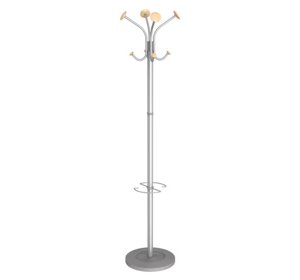Portemanteau Viena 8 patères Bois Gris métal