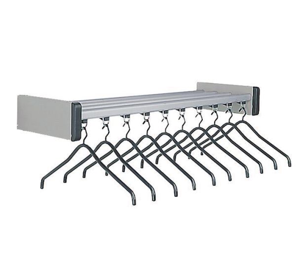 Portemanteau mural avec 10 cintres - Nbr patère : 10 - Argent