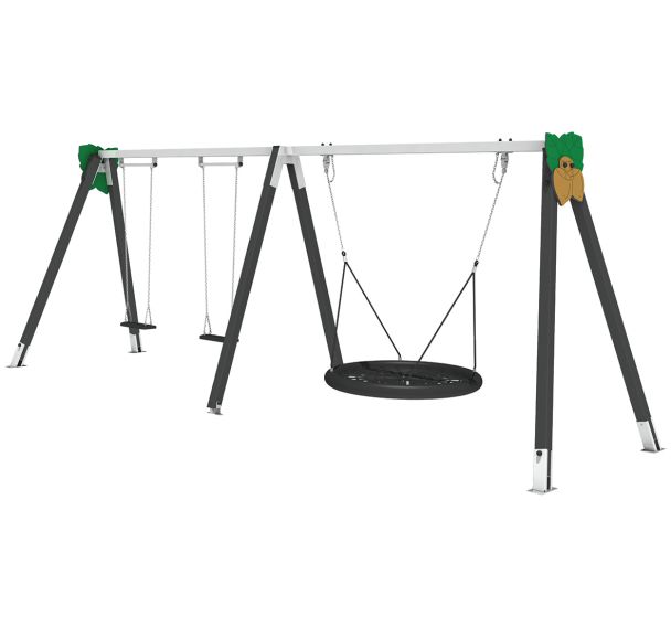 Portique corbeille 2 sièges standards alu Noisette - Manutan Expert