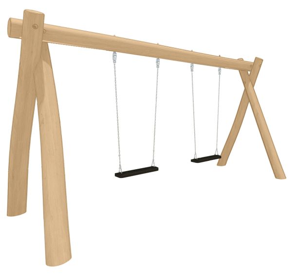 Portique robinier classique 2 balançoires scellement direct