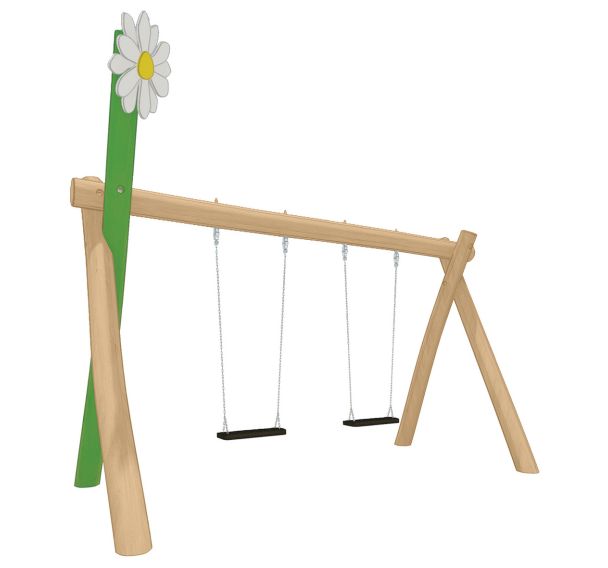 Portique robinier nature 2 balançoires scellement direct