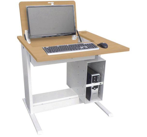 Poste Man Modulo escamotable, support UC avec porte - Manutan Expert