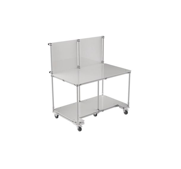 Poste de travail mobile 2 tablettes avec panneau informatif