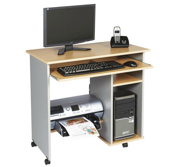 Poste informatique Alpha mobile coloris hêtre/alu