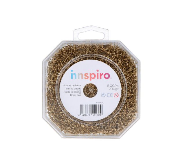 Pot 200 g pointes laiton têtes rondes 14 mm de long