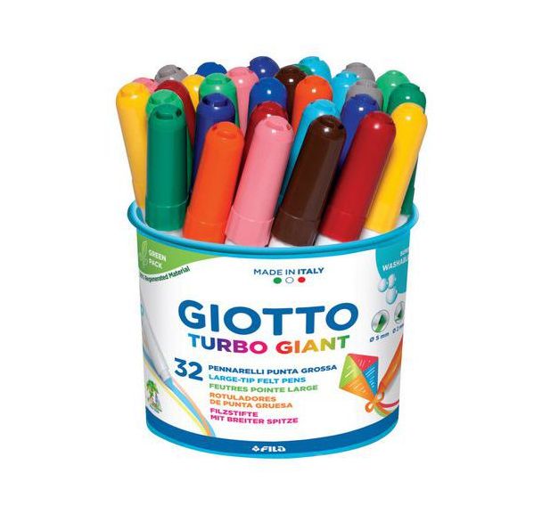 Pot 32 feutres pointe extra large couleurs assorties