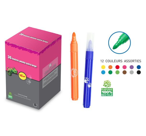 Pot 36 feutres couleurs assorties