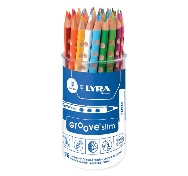 Pot 48 crayons couleurs Lyra Groove Slim triangulaire