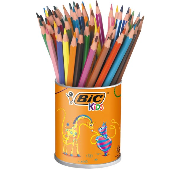 Pot 60 crayons couleur BIC KIDS Evolution Ecolutions, 18 couleurs assorties