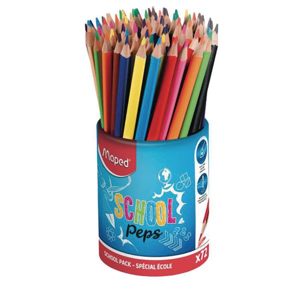 Pot 72 crayons de couleurs en résine Maped 'School Peps'