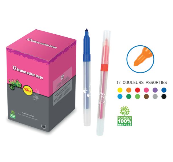 Pot 72 feutres dessin pointe large Pichon