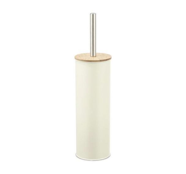 Pot à balai avec brosse WC - Metal/Bois - Crème - Arvix