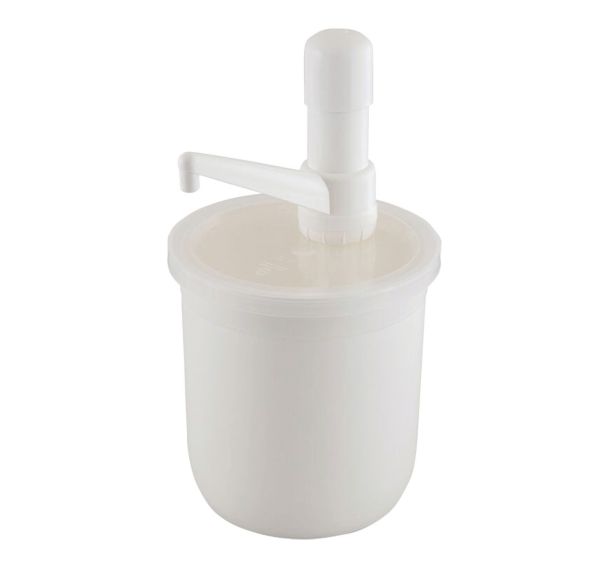Pot à sauce avec pompe en polypropylène blanc