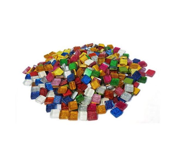 Pot de 500g de mosaïque carrée pailletée 10 x 10 mm